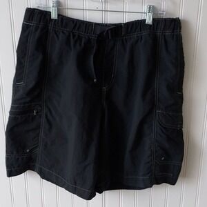 Columbia PFG Mens Black Cargo Swim Shorts Mesh Liner Belt Beach Fishing Hiking L